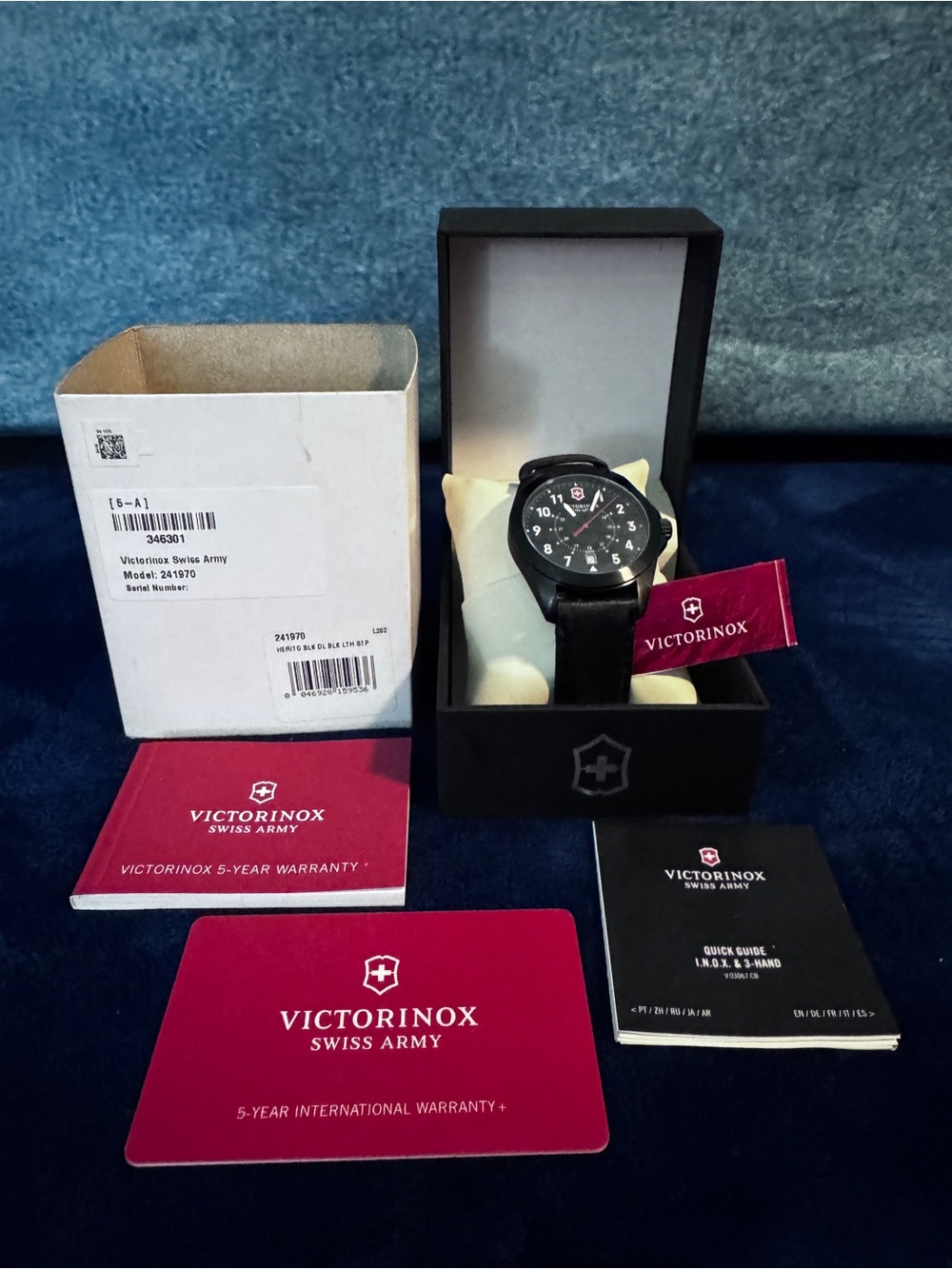 Victorinox Black and Red Accent Men's Watch with Black Strap